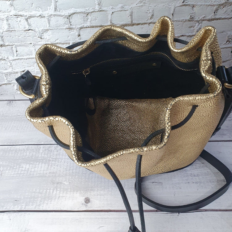 Hands of Tym Handbags 'Hazel' Bespoke Handmade Soft Suede Medium Bucket Bag