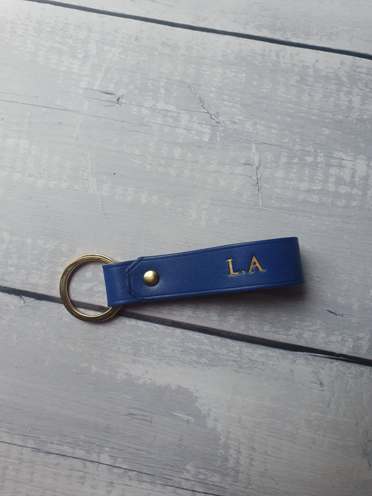 Hands of Tym Keychains Cobalt Blue / Gold 'Samara' The Personalised Handmade Leather Keyring