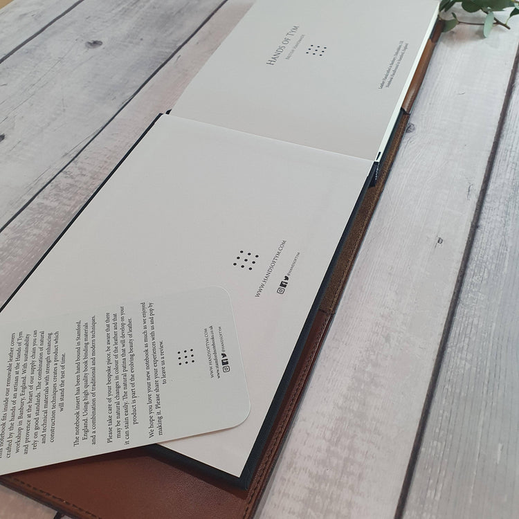 Hands of Tym Notebooks & Notepads 'Laurel Sketch' The Bespoke Handmade Luxury Leather Sketchbook A4 A5 Landscape