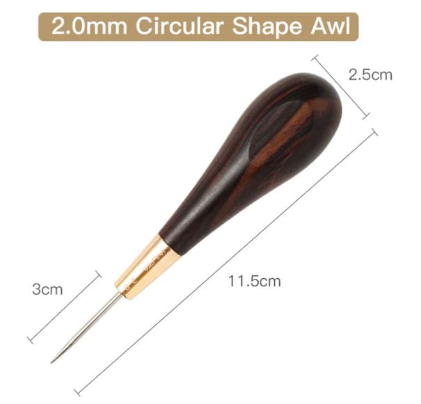 Wuta Punches & Awls Circular awl-1pcs Leather Awl with Ebony Blackwood & Brass Fittings