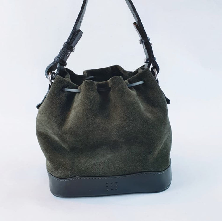 Hands of Tym Bag 'Hazel Mini' Bespoke Handmade Soft Suede and Leather Mini Bucket Bag