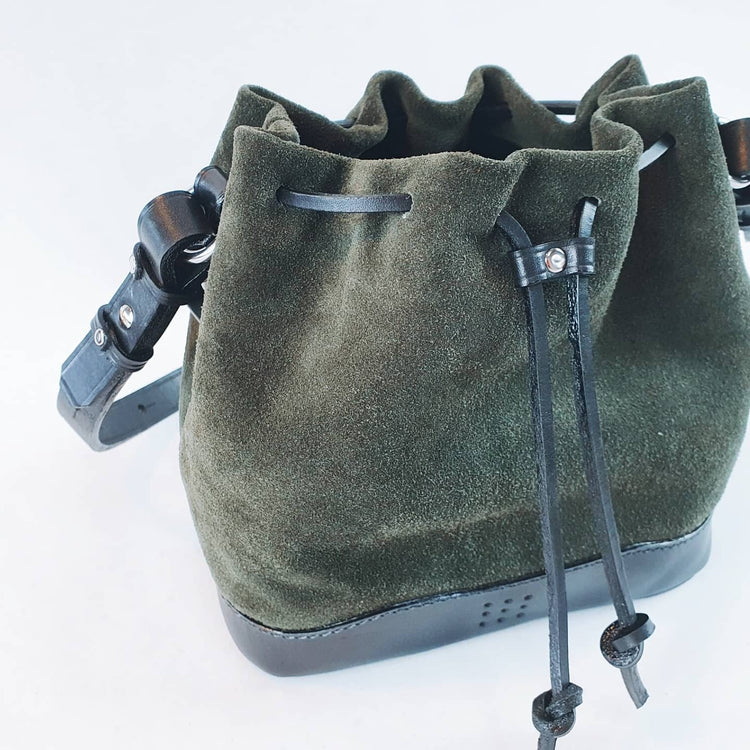 Hands of Tym Bag 'Hazel Mini' Bespoke Handmade Soft Suede and Leather Mini Bucket Bag
