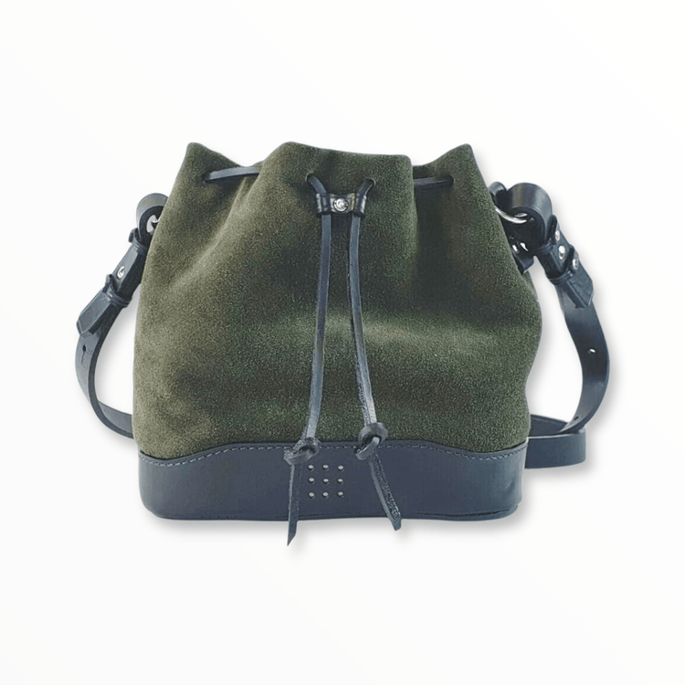 Hands of Tym Bag 'Hazel Mini' Bespoke Handmade Soft Suede and Leather Mini Bucket Bag