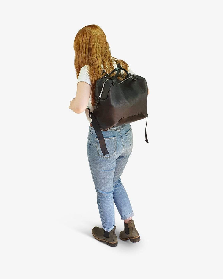 Hands of Tym Bag 'Rowan' Bespoke Handmade Luxury Leather Backpack with holdall style top handle