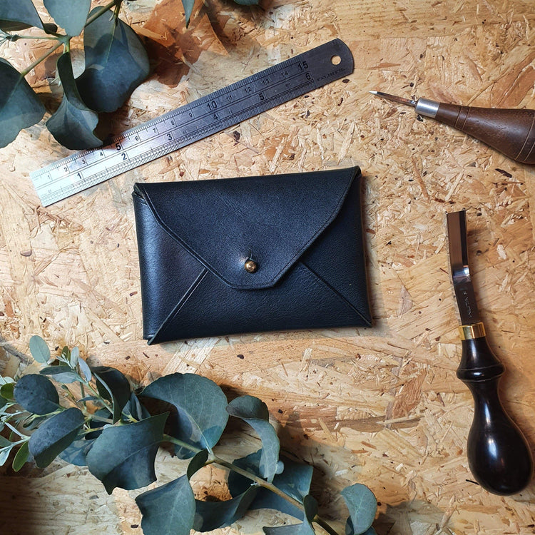 Hands of Tym Black / Gold stud 'Holly' Bespoke Handmade Custom Leather Purse