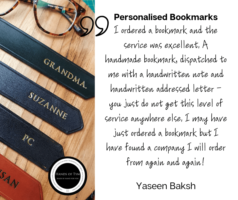 Hands of Tym Bookmarks 'Acorn' Handmade Leather Bookmark with personalisation