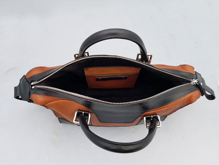 Hands of Tym Handbags 'Fern' Bespoke Handmade Leather Handbag with zip and top handle