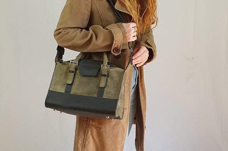 Hands of Tym Handbags 'Fern' Bespoke Handmade Leather Handbag with zip and top handle