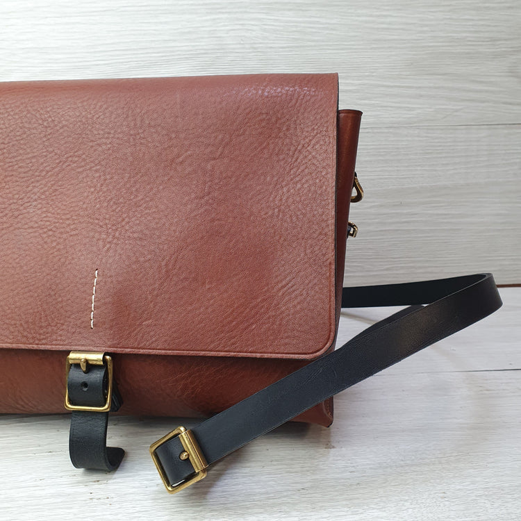Hands of Tym Handbags 'Hickory Satchel' Bespoke Handmade Luxury Leather Cross Body Bag Tan Brown