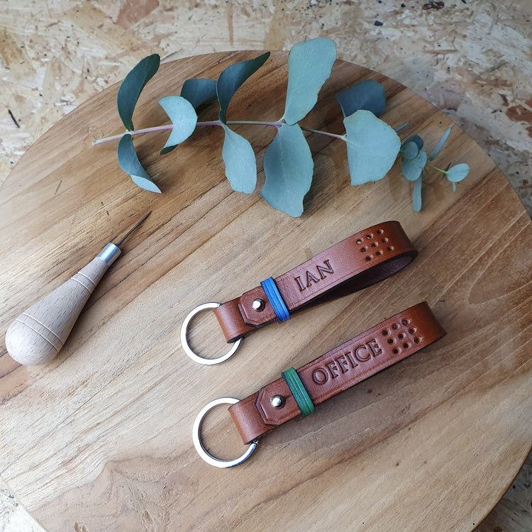 Hands of Tym Keychains 'Sycamore' Handmade Leather Key Ring