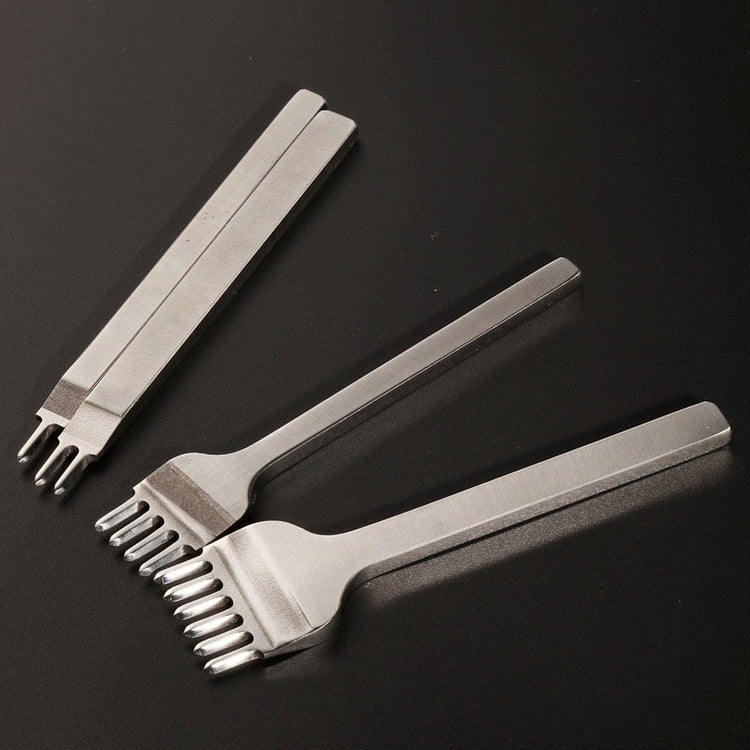 Hands of Tym Leather Chisel Hole Punch Stitching Tool / Diamond Pricking Iron - 3/4mm 1-2-4-6 teeth