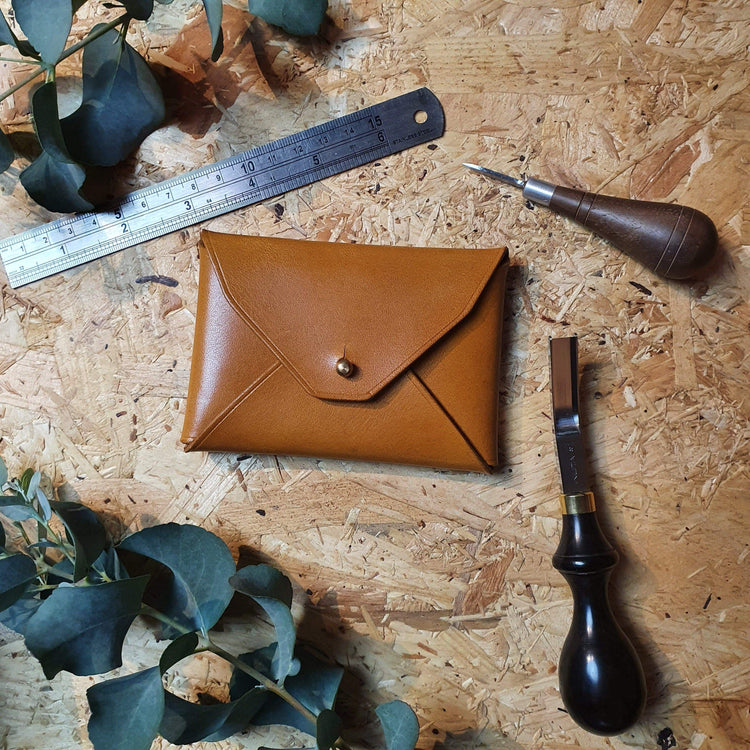 Hands of Tym Mustard Yellow / Gold stud 'Holly' Bespoke Handmade Custom Leather Purse