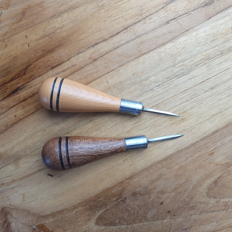 Hands of Tym Punches & Awls British handmade diamond tipped stitching awl for leather craft