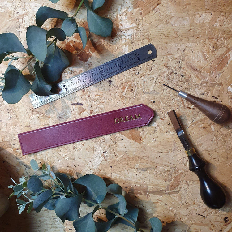 Hands of Tym Raspberry Pink / No box 'Acorn' The Bespoke Handmade Leather Bookmark with personalisation