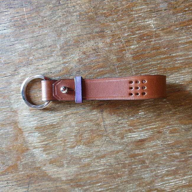 Hands of Tym SLG Tan / Purple / Silver 'Sycamore' The Bespoke Handmade Leather Key Ring