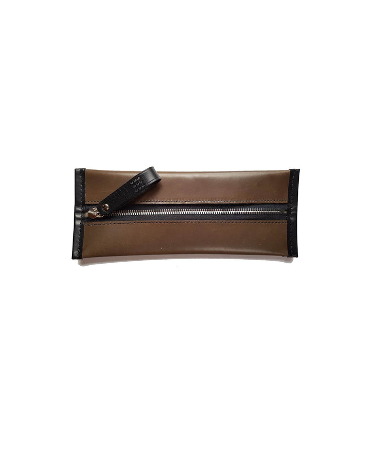 Hands of Tym stationery 'Cedar' Bespoke Handmade Leather Zipped Pencil Case