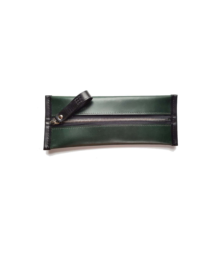 Hands of Tym stationery 'Cedar' Bespoke Handmade Leather Zipped Pencil Case
