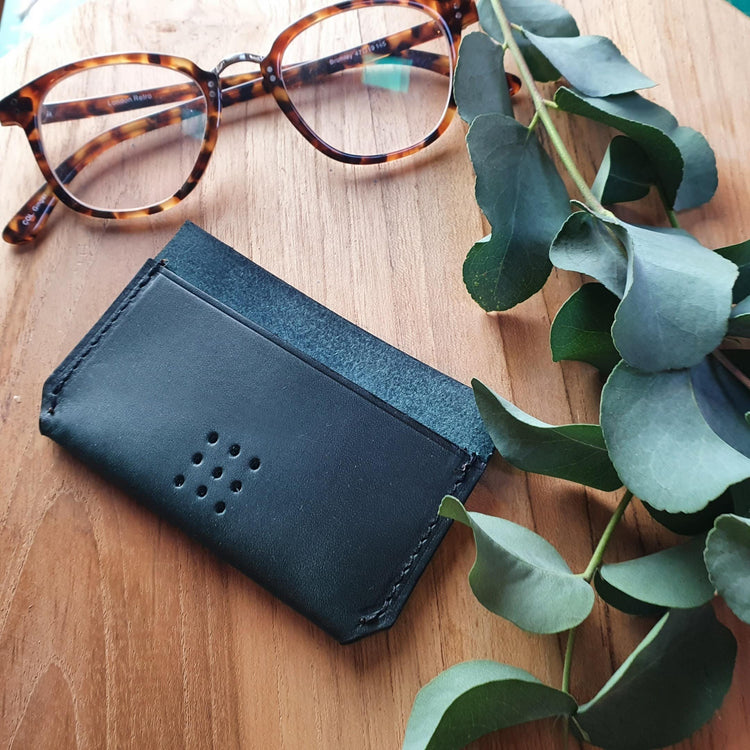Hands of Tym Wallets & Money Clips Dark Racing Green 'Yew' The Bespoke Handmade Leather Card Holder