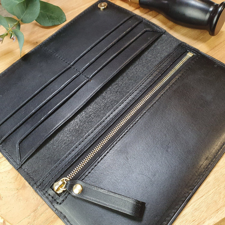 Hands of Tym Wallets & Money Clips 'Juniper' Bespoke Handmade Long Leather Purse with zip