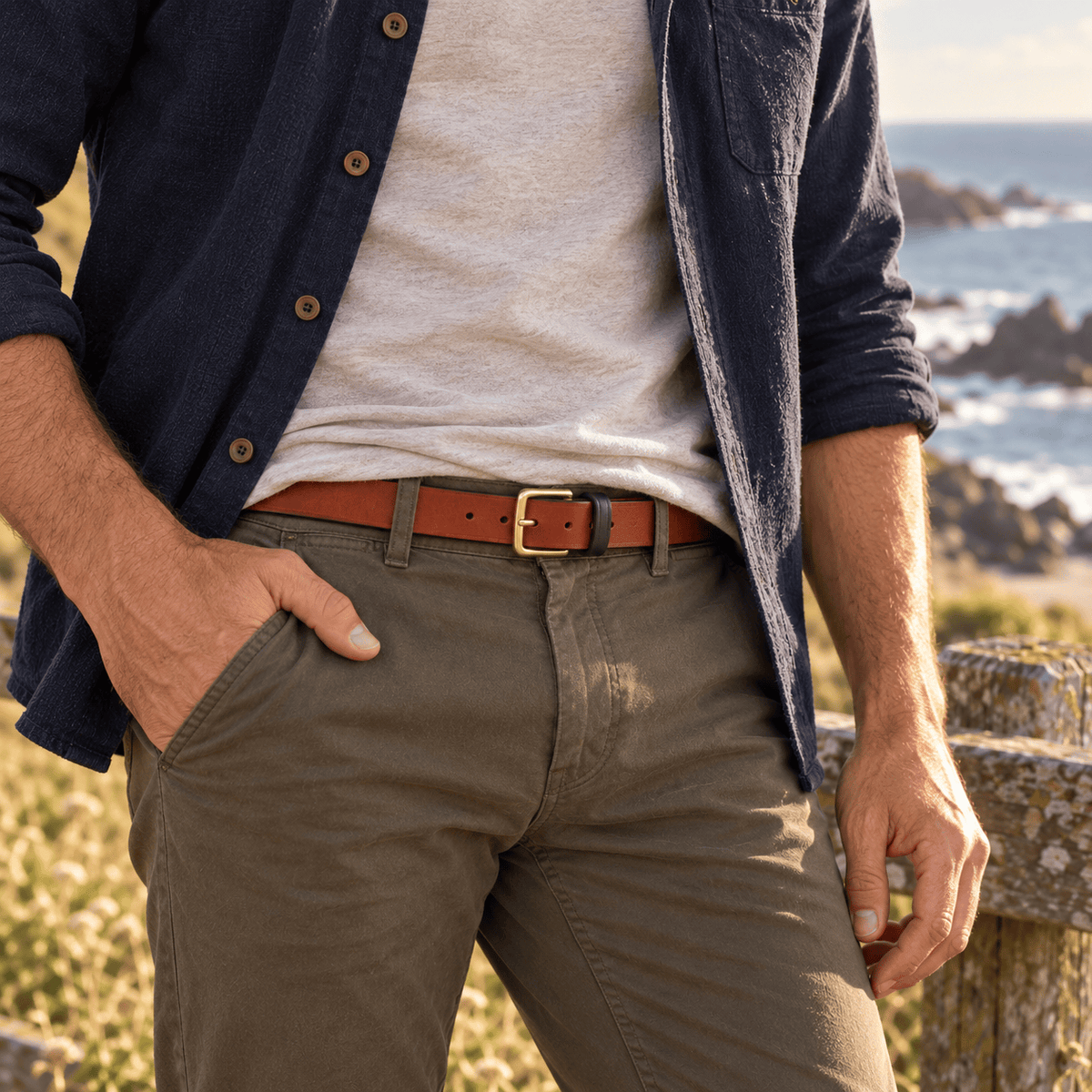 Hands of Tym Belts 'Ash Slim' Bespoke Handmade Leather Belt - Slim 25mm
