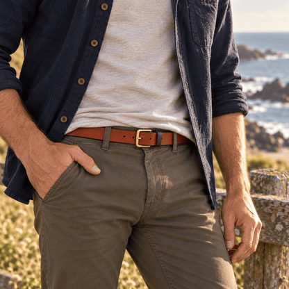 Hands of Tym Belts 'Ash Slim' Bespoke Handmade Leather Belt - Slim 25mm