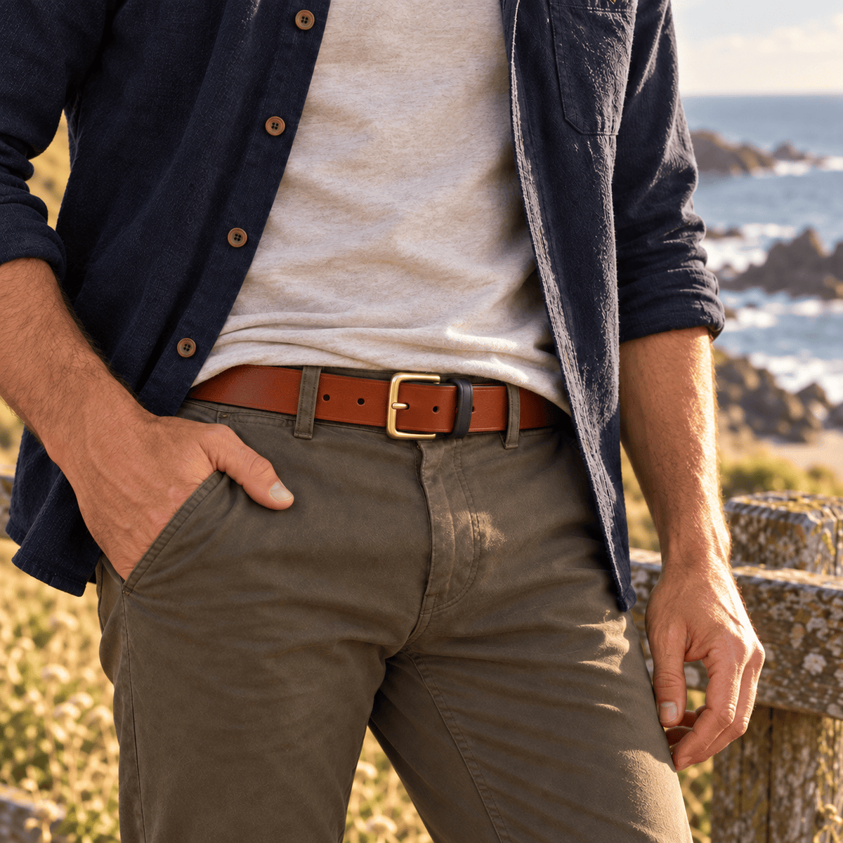 Hands of Tym Belts 'Ash Wide' Bespoke Handmade Leather Belt - Wide 38mm