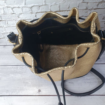 Hands of Tym Handbags 'Hazel' Bespoke Handmade Soft Suede Medium Bucket Bag