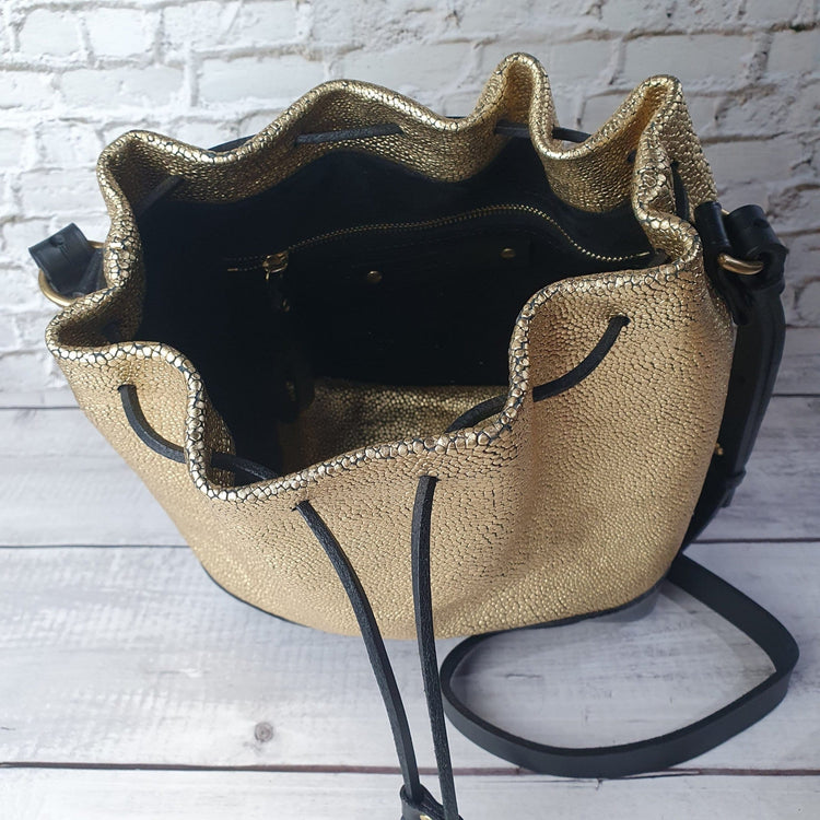 Hands of Tym Handbags 'Hazel' Bespoke Handmade Soft Suede Medium Bucket Bag