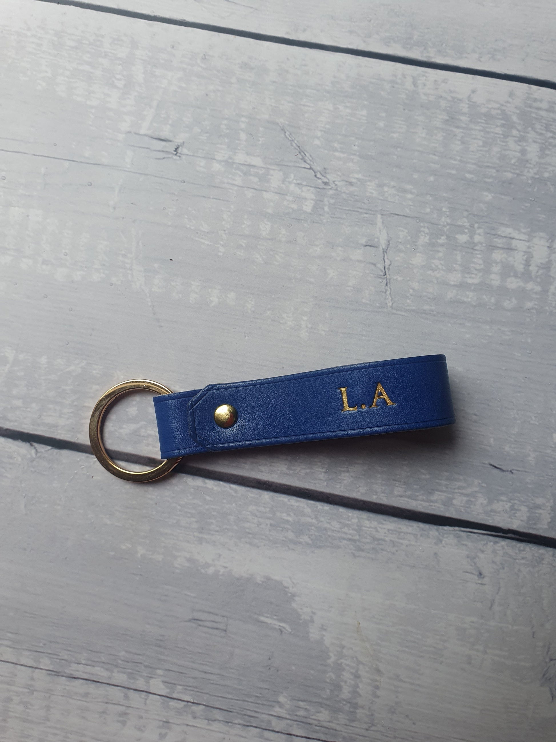 Hands of Tym Keychains Cobalt Blue / Gold 'Samara' The Personalised Handmade Leather Keyring