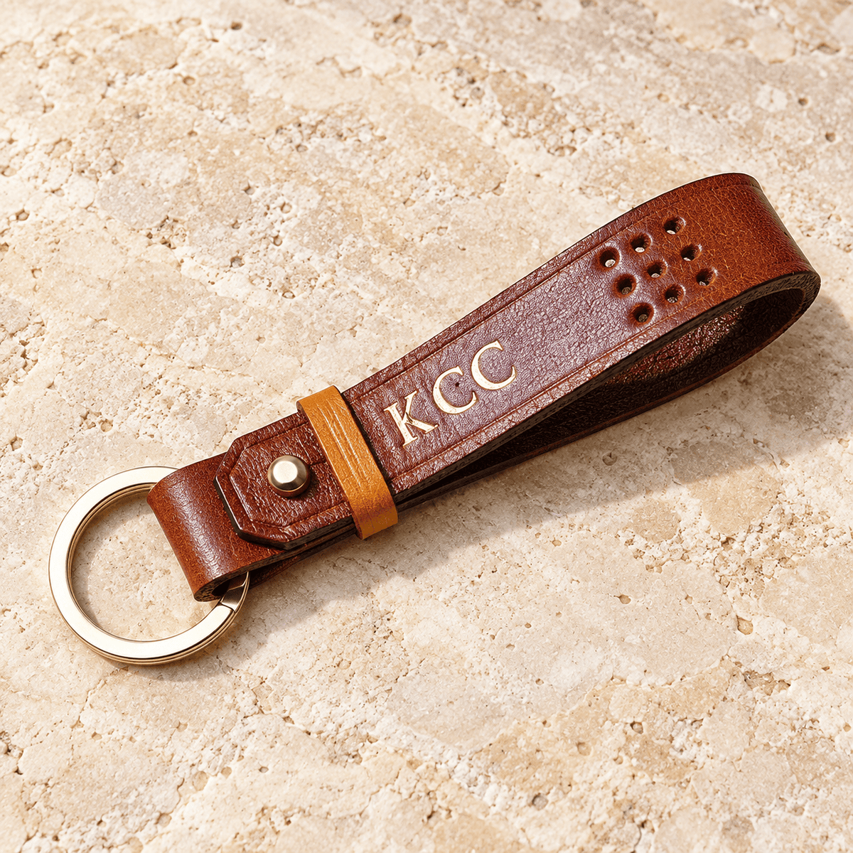 Hands of Tym Keychains 'Sycamore' Handmade Leather Key Ring