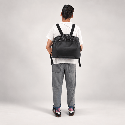 Hands of Tym Luggage & Bags 'Rowan' Bespoke Handmade Luxury Leather Backpack Holdall With Zip Closure and Top Handles