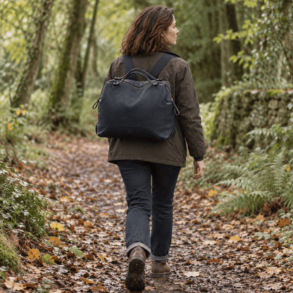 Hands of Tym Luggage & Bags 'Rowan' Bespoke Handmade Luxury Leather Backpack Holdall With Zip Closure and Top Handles