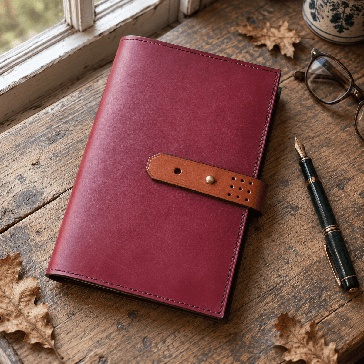 Hands of Tym Notebooks & Notepads 'Laurel' The Bespoke Handmade Luxury Leather Notebook / Diary A5 - Slim