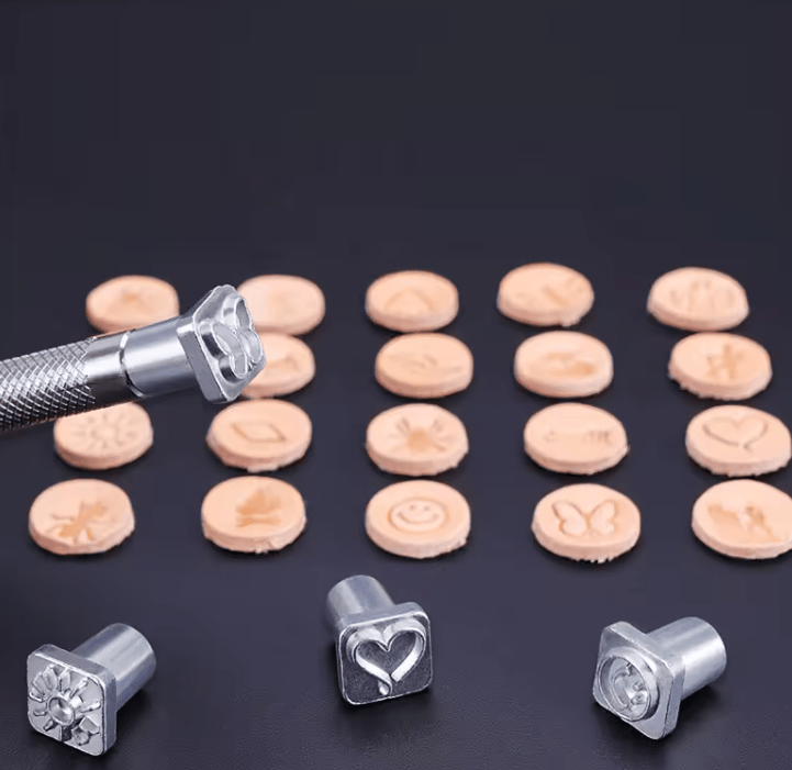 Wuta Tools and Supplies Hand Stamping kit symbols and emoji for leather crafts including heart, star stamp