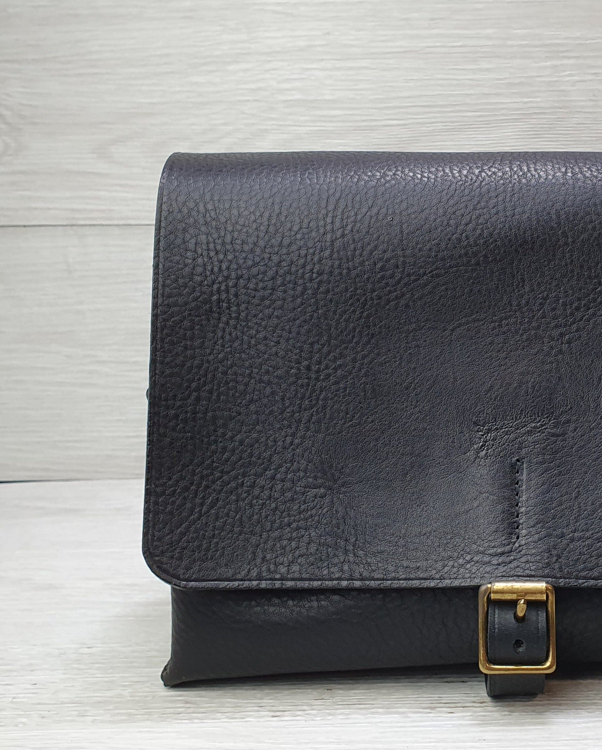 'Hickory Satchel' Bespoke Handmade Luxury Leather Cross Body Bag Black
