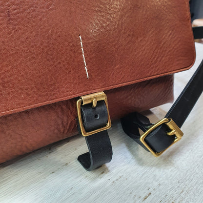 Hands of Tym Handbags 'Hickory Satchel' Bespoke Handmade Luxury Leather Cross Body Bag Tan Brown