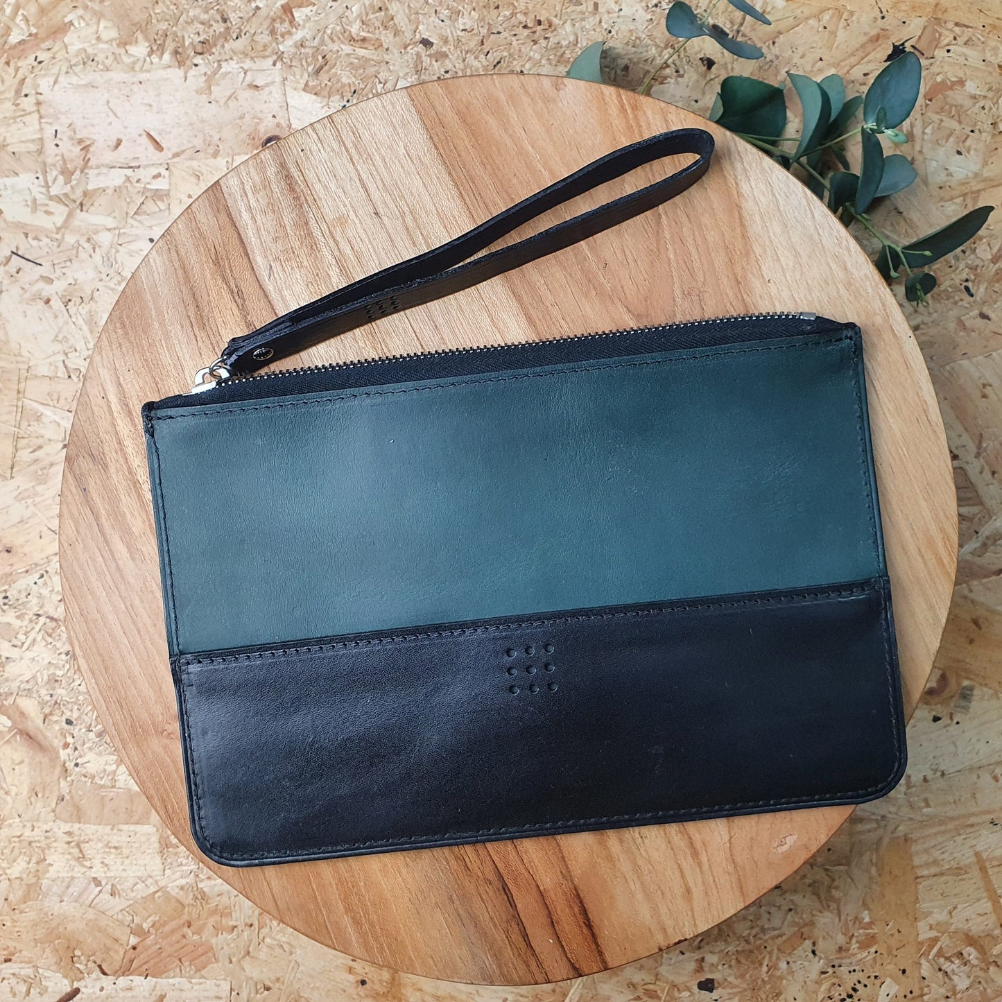 Hands of Tym Wallets & Money Clips 'Birch' Bespoke Handmade Leather Zip Top Pouch / Clutch Bag