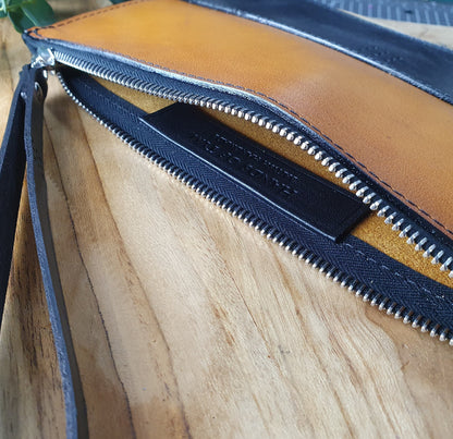 Hands of Tym Wallets & Money Clips 'Birch' Bespoke Handmade Leather Zip Top Pouch / Clutch Bag
